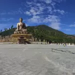 The Buddha Dordenma statue above Thimphu, seen across its wide stone terrace