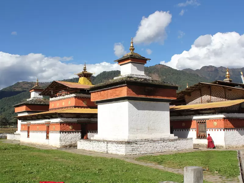 The whitewashed temple of Jambay Lhakhang in Bumthang