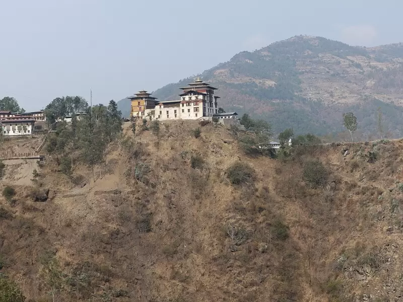 Trashigang Dzong on its spur high above the Gamri Chhu